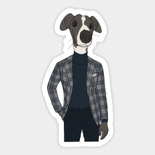 Adorable Italian greyhound sporting a super dapper mens suit Sticker